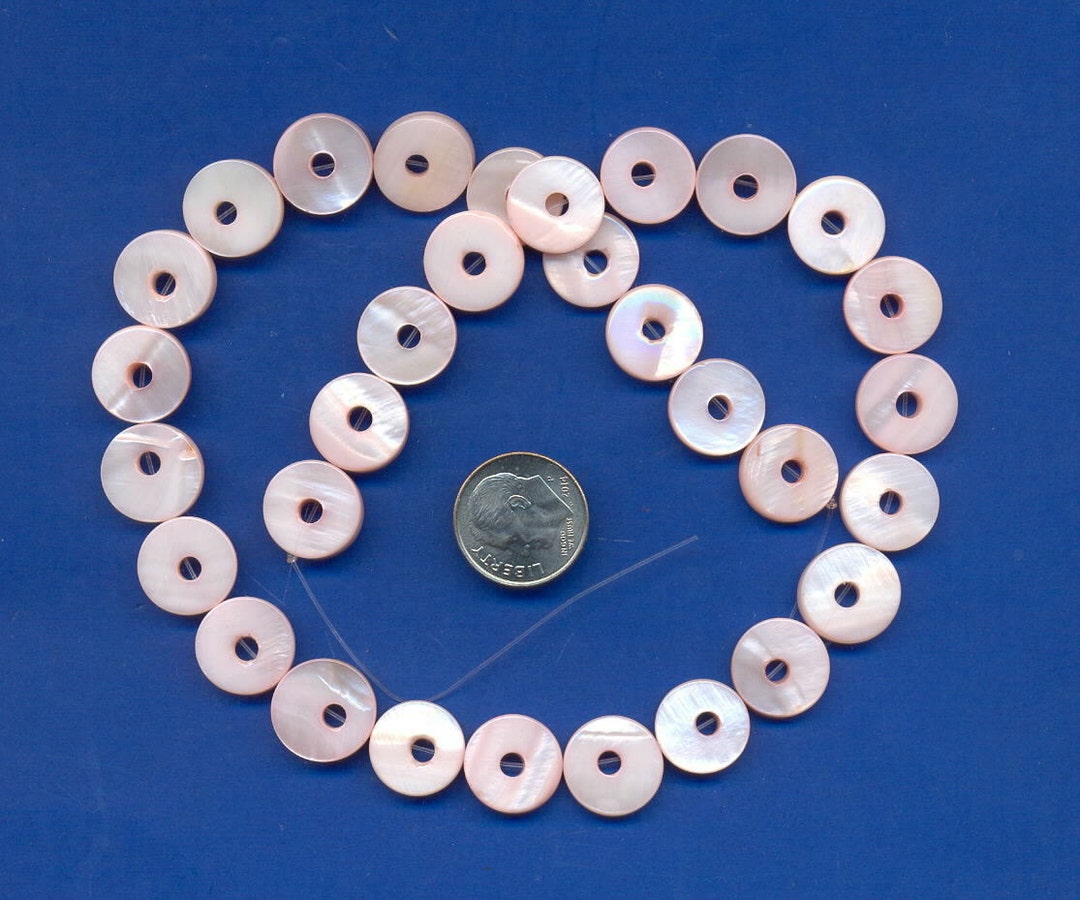 16 Strand of 13mm Mother of Pearl Donut Beads Pink Etsy