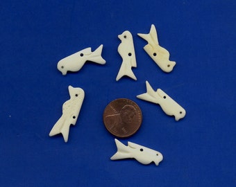 6 Bone Bird Beads, 24mm