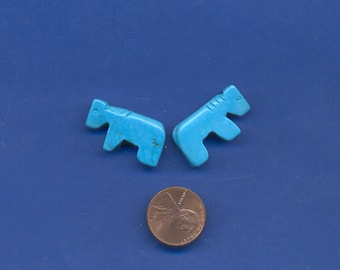 Two  Chalk Turquoise Horse beads