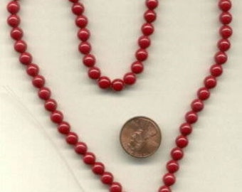 16" Strand of 6mm Mt. Jade Beads: Red