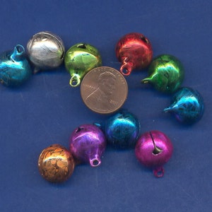 10 Pack of Jewel Bells, Ice Flake, Assorted colors, 16mm with a 2mm top loop