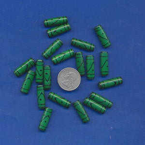 20 Bone Tube Beads, number 522 Green, 25mm, Very uniform