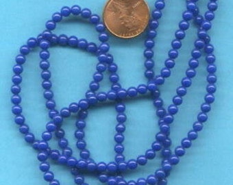 Two 16" Strands 4mm Mt. Jade Beads: Lapis color