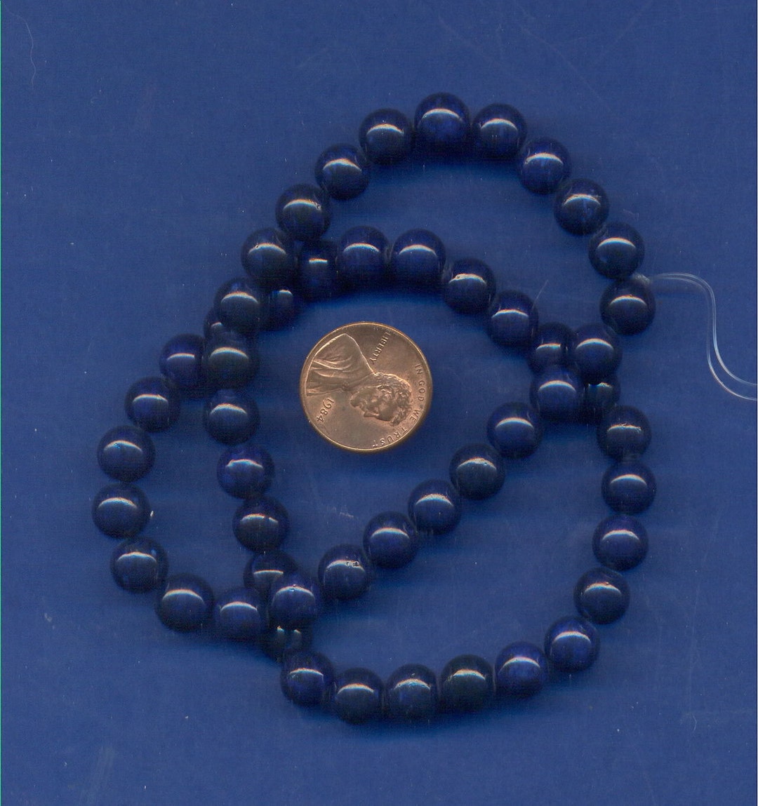 16 Strand 8mm Fossil Beads Navy Etsy