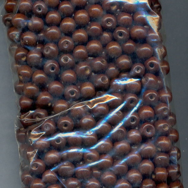 Pack of 500 Dark Brown Wood Beads, 10mm with a large 3mm center hole