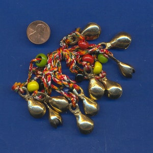 Strand of 10 Brass Camel Bells, Belly Dance, Feng Shui