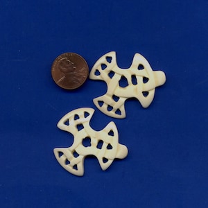 2 Bone Celtic Knot Beads with designs, Unique