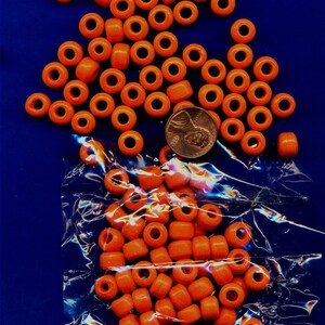 100 Glass 9x7mm Crow Beads, Opaque Orange, Large Hole
