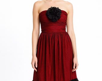 Madrid Midi-length Dress, Unique Style Special Occasion Dress, Gothic Romance Style, Black Mesh Ruffle Hem Victorian style dress