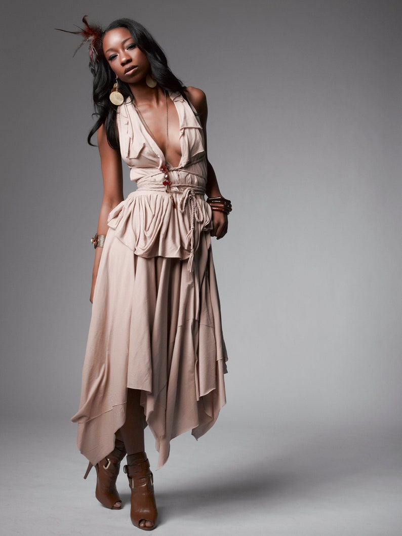 RESISTANCE Convertible Midi Dress, Infinity Dress, Bohemian Dress, Braided Straps Dress, Vacation Dress image 1