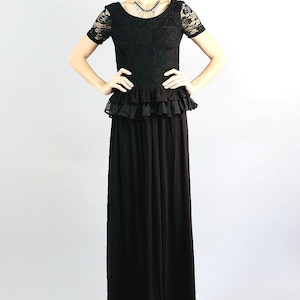 Agnes Black Maxi Dress with Peplum Ruffles