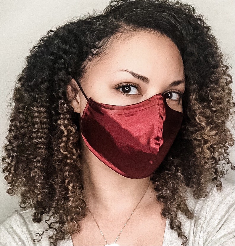 Wine Satin 3 Layer Cotton Lined Face Masks With Removable Nose Etsy