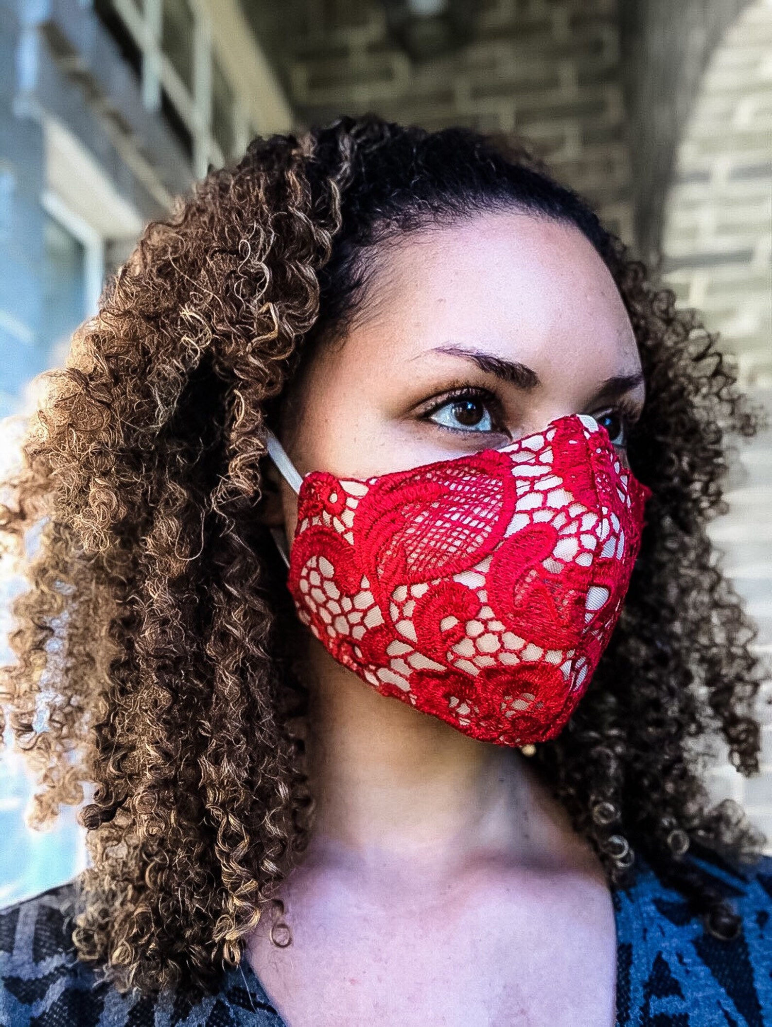 4 Layer Red Lace Cotton Lined Face Masks with removable nose Etsy