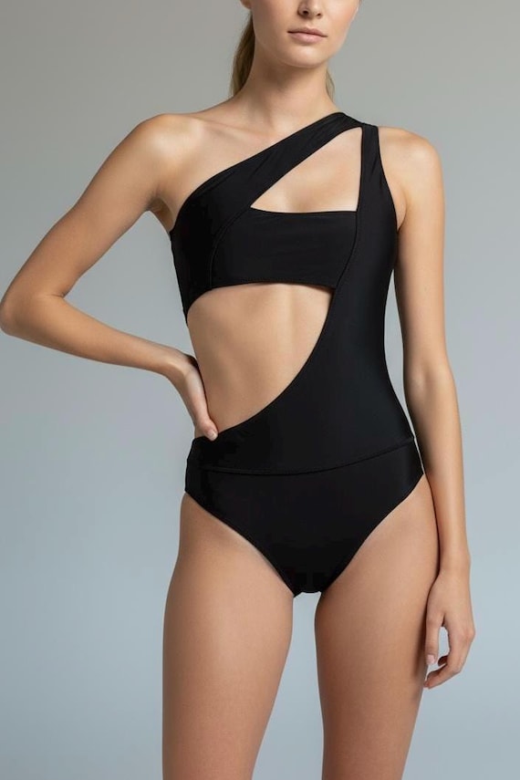 Asymmetrical One-shoulder Cutout Swimsuit - Etsy