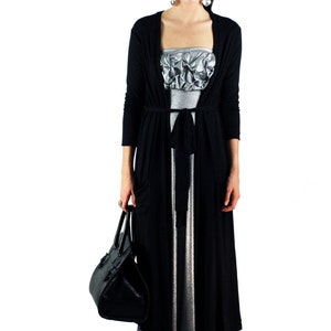 Belted Duster Cardigan: Jersey Spandex Long Sleeve Duster - Handmade USA