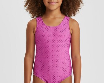 Girls Pink Polka Dot One Piece Swimsuit | Retro Inspired Kids Swimwear