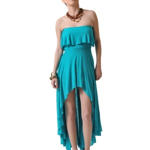 Strapless flounce hi-low asymmetrical hem dress, flowy summer dress, summer dress, spring dress, strapless dress, flowy dress, dancer dress
