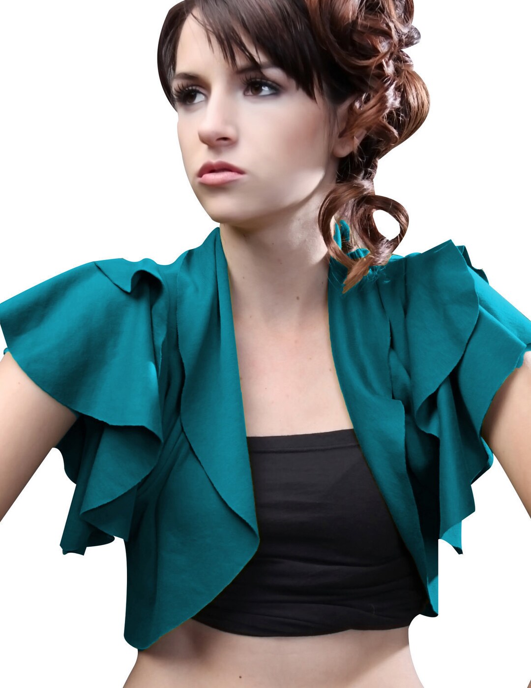 Ruffled Cropped Bolero Shrug Shrugs Bolero Openfront Etsy