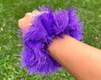 Purple Fuzzy Cute Scrunchie, Fuzzy scrunchie, hair scrunchie, scrunchies, stocking stuffers, Space Buns scrunchies,  limited edition