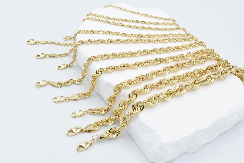 10K Gold Rope Chain Bracelet, Hollow 10K Rope Chain Ankle, 10K Rope ...