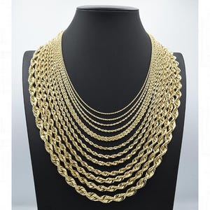 10K Gold Seil Kette Halskette, hohle 10K Seil Kette, Damen Gold Seil Kette,Herren Gold Seil Kette, Hummer Lock Seil,Seil Kette für Layering