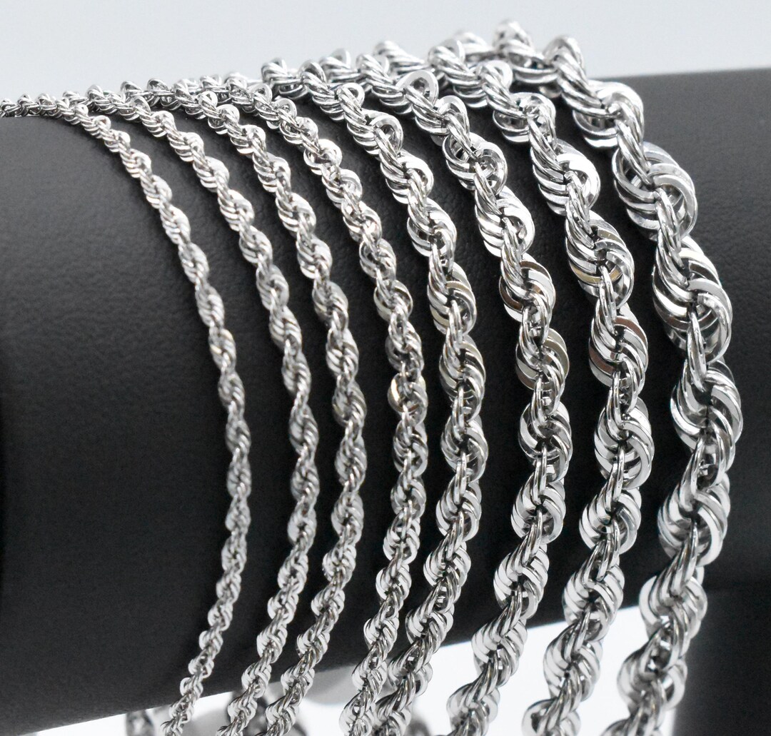10K White Gold Rope Chain Bracelet, Hollow 10K Rope Chain Ankle, 10K ...