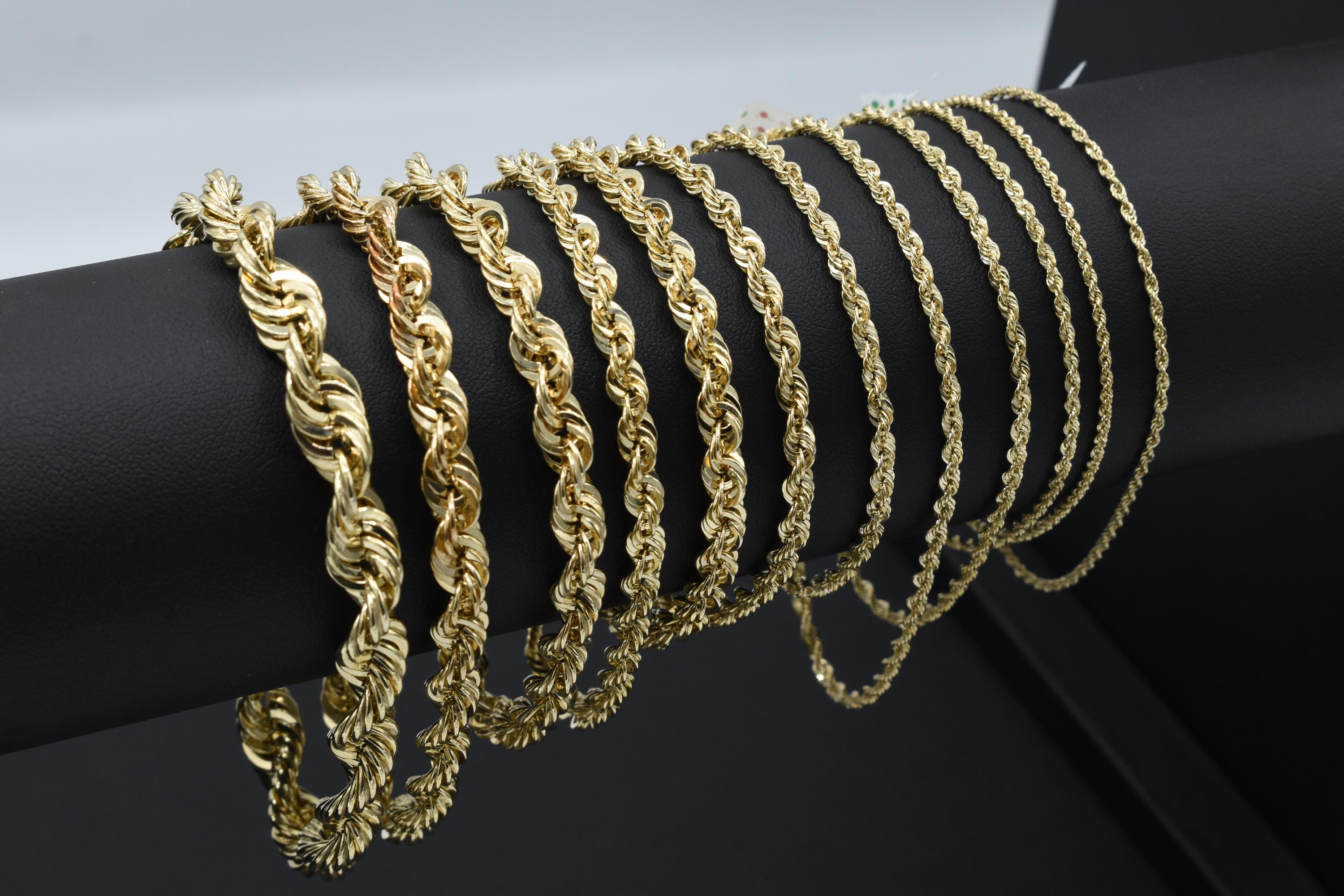 10K Gold Rope Chain Bracelet, Hollow 10K Rope Chain Ankle, 10K Rope ...