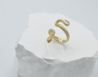 Anel de cobra em ouro 10K, anel de cobra em ouro 10K, anel de cobra com corte de diamante em ouro 10K para mulheres, anel de ouro verdadeiro, com marcação 10K ou 417.