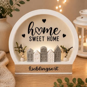 Häuser personalisiert Dekoring Loop Häuserkranz  Geschenke Häuserbogen Dekoration  Home Handmade Aufsteller