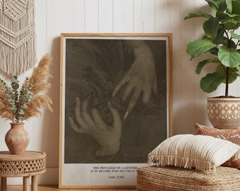 Impresión con cita de Carl Jung | Arte mural de psicología | Impresión de trabajo con sombras | Decoración de consultorio de terapia | Póster de mentalidad | Regalo para psicólogo