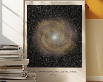 Póster con cita de Carl Jung | Arte mural de psicología | Impresión de trabajo con sombras | Regalo de psicólogo | Impresión de arte minimalista | Arte mural de galaxia