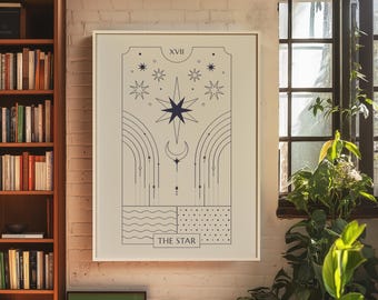Impresión de la carta del Tarot de la Estrella | Envío gratis | Arte mural de brujas | Póster minimalista de Tarot | Impresión digital bohemia espiritual | Arte mural femenino