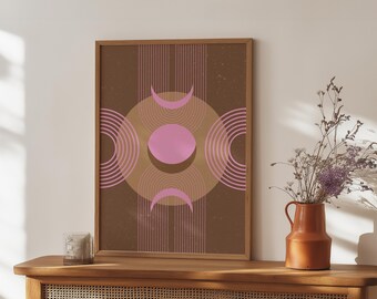 Póster Bauhaus | Arte mural Bauhaus | Póster minimalista | Lámina geométrica | Lámina de fases lunares | Arte mural celestial | Arte geométrico sagrado