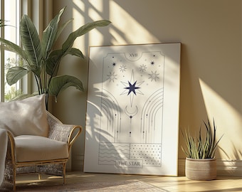 Lámina de la carta del Tarot de la Estrella – Arte de pared femenino y místico | Póster minimalista del Tarot | Impresión digital boho espiritual | Arte de pared femenino | Tarot