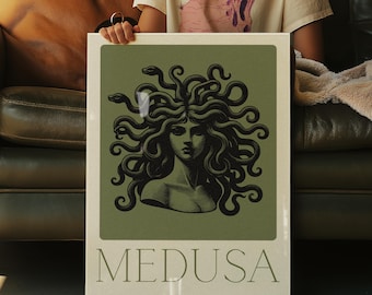 Arte mural de Medusa | Medusa: las chicas serán chicas | Póster feminista | Arte mural de mitología griega | Arte mural de la divinidad femenina | Decoración de altar