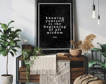 Arte mural de psicología | Póster con cita de Aristóteles | Arte mural de filosofía | Lámina de sabiduría | Regalo de psicología | Arte mural de galaxias | Arte de sombras