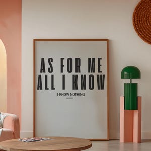 Socrates Quote Poster | Modern Minimalist Philosophy Print | Digital Download | digital quote print | Philosophy Digital Print