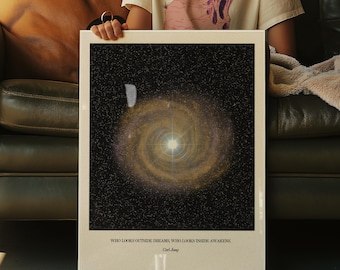 Póster con cita de Carl Jung | Arte mural de psicología | Regalo para psicólogo | Impresión de trabajo con sombras | Regalo de psicología | Arte mural celestial