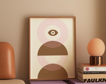 Póster Bauhaus | Arte mural celestial | Lámina geométrica | Póster minimalista | Chakra del tercer ojo | Decoración para salas de meditación | Decoración de altar