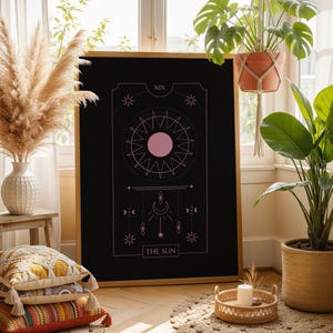 Tarot print | The Sun Tarot Card | celestial wall art | divine feminine art | Altar Decor | Spiritual Gift | witch wall art