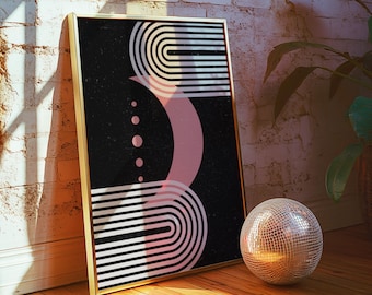 Póster Bauhaus | Arte mural Bauhaus | Póster minimalista | Lámina geométrica | Lámina de fases lunares | Arte mural celestial | Arte geométrico sagrado