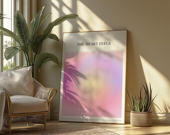 Impresión con degradado de oro rosa aura | Arte mural curativo emocional del corazón | Póster digital de amor propio | Decoración bohemia espiritual | Póster digital de afirmación