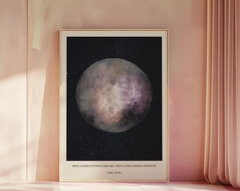 Póster con cita de Carl Jung | Póster de psicología | Impresión de fases lunares | Póster de mentalidad | Regalo de psicólogo | Impresión de trabajo de sombra |