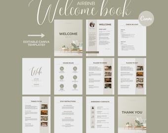 Modello di libro di benvenuto Airbnb / Guida per gli ospiti Canva modificabile / Manuale per case vacanze / Raccoglitore per host stampabile / Orell Studio