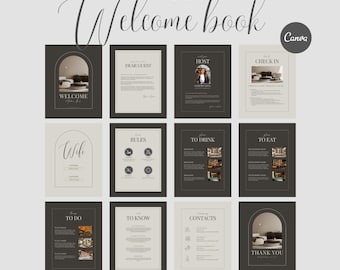 Airbnb Welcome Book Template, Editable Canva Guest Guide Digital Download, Vacation Rental House Manual for Airbnb Hosts