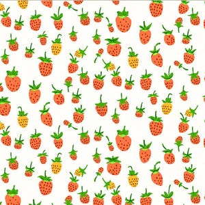 Strawberries in White from Heather Ross Studio Edit Collection by Heather Ross for Windham Fabrics