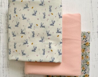 Kit de edredón de tela entera para bebé/niño - Conejito de Pascua rosa