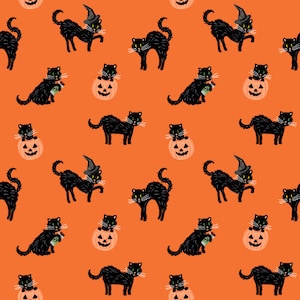 Halloween - Black Cat - Orange - Rifle Paper Co. / Cotton and Steel