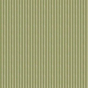 Op de afbeelding: Close-up van een groen en wit gestreepte stof. De stof heeft verticale strepen van afwisselend groen en wit. De groene strepen hebben een textuur.