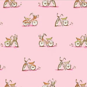 Dream Bike in Pink from Heather Ross Studio Edit Collection by Heather Ross for Windham Fabrics